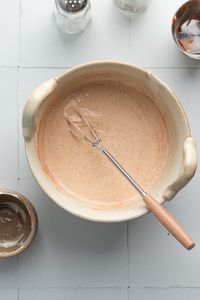 Big Mac tacos burger sauce in a bowl mixed.