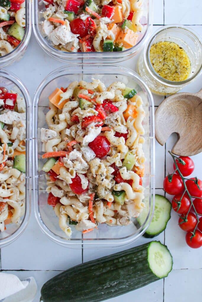 Easy Healthy High Protein Pasta Salad - The Balanced Nutritionist