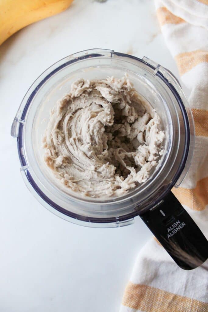 An overhead shot of finished Ninja Cream banana ice cream.