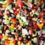Colorful healthy cowboy caviar in a large dish.