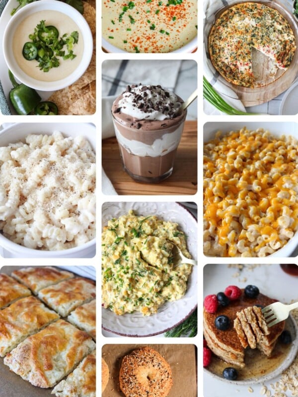 A collage of cottage cheese recipes.