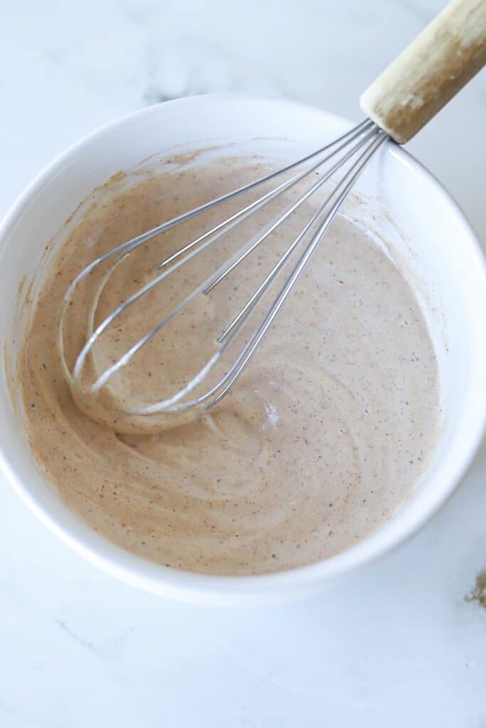 Burger sauce whisked in a bowl.