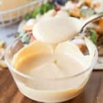 Healthy big mac sauce in a small bowl with a spoon.