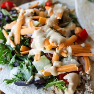 A close up shot of a big mac wrap.