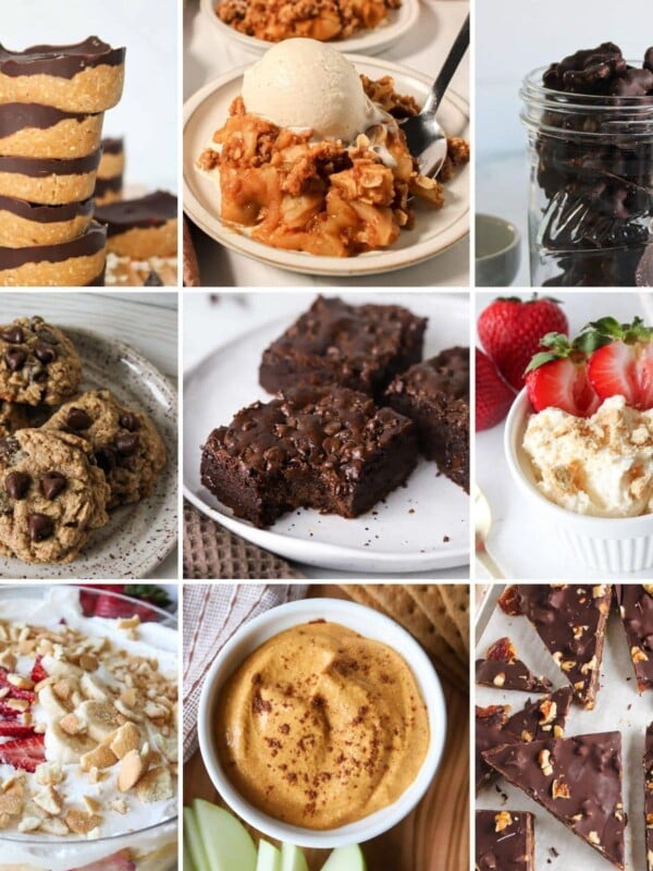 A grid-style collage of holiday desserts and treats.