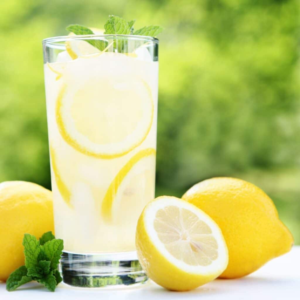 A glass of lemonade.