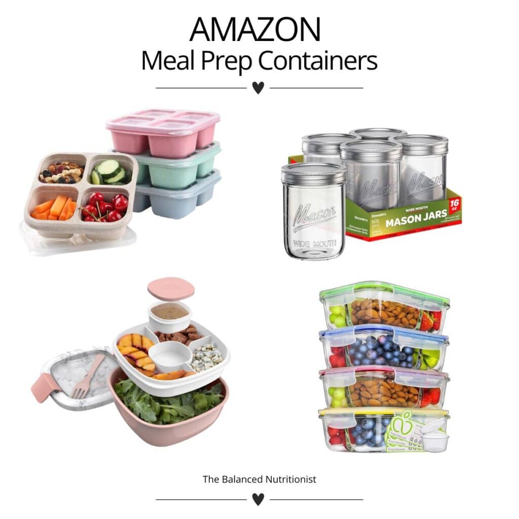 Best meal prep containers graphic with options from Amazon.