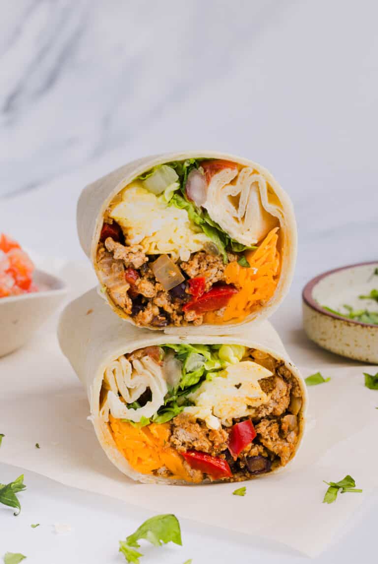 High Protein Breakfast Burritos (Meal Prep Friendly) - The Balanced ...