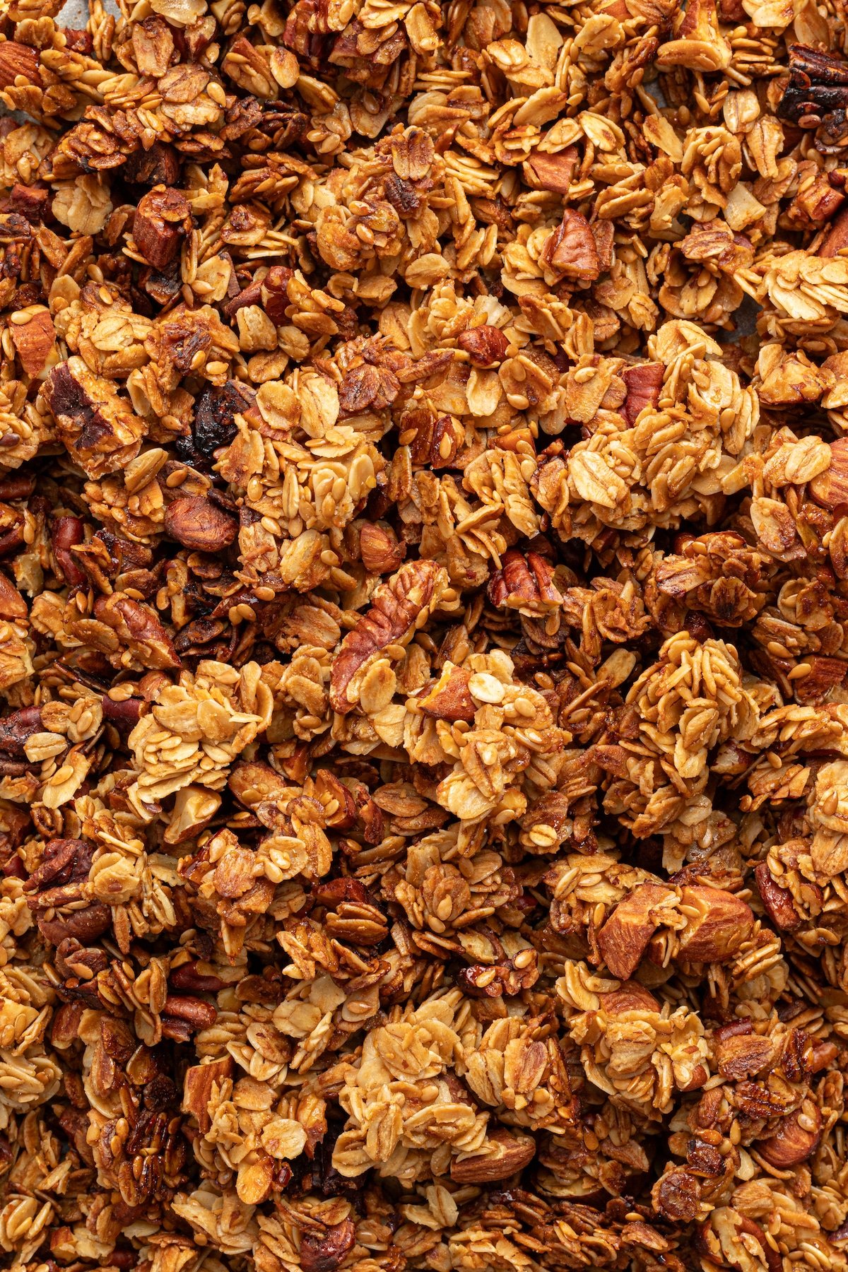 A close up shot of vanilla nut granola.