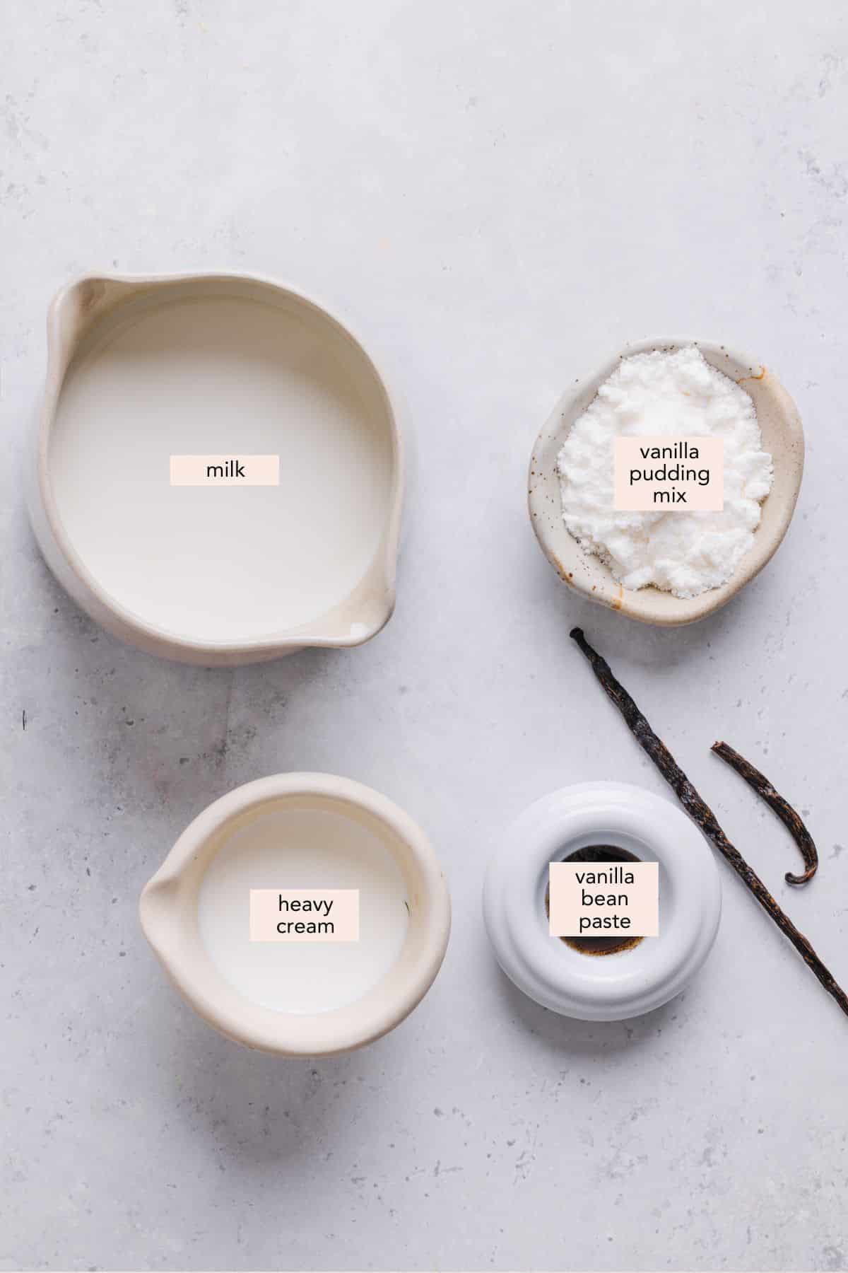 Labeled ingredients for vanilla Ninja Creami ice cream.