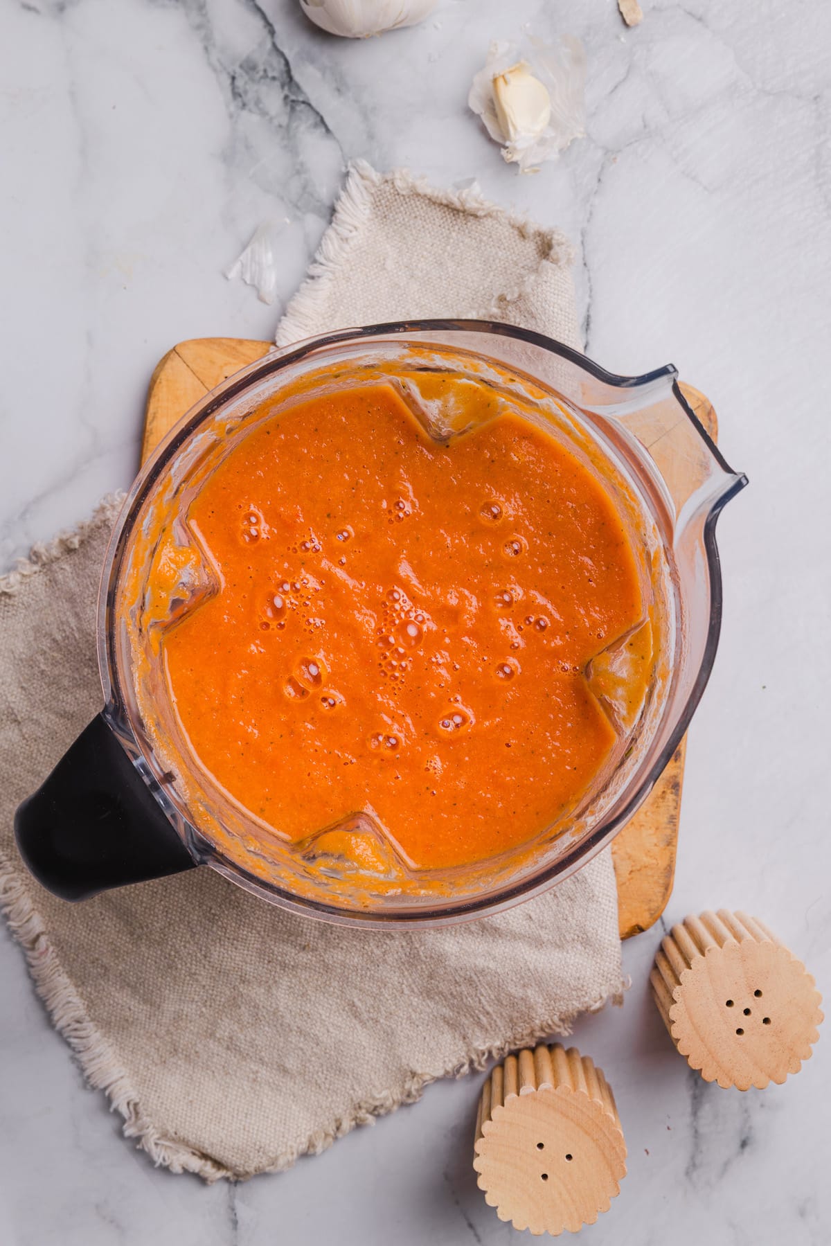 Hidden veggie pasta sauce blended in a blender.