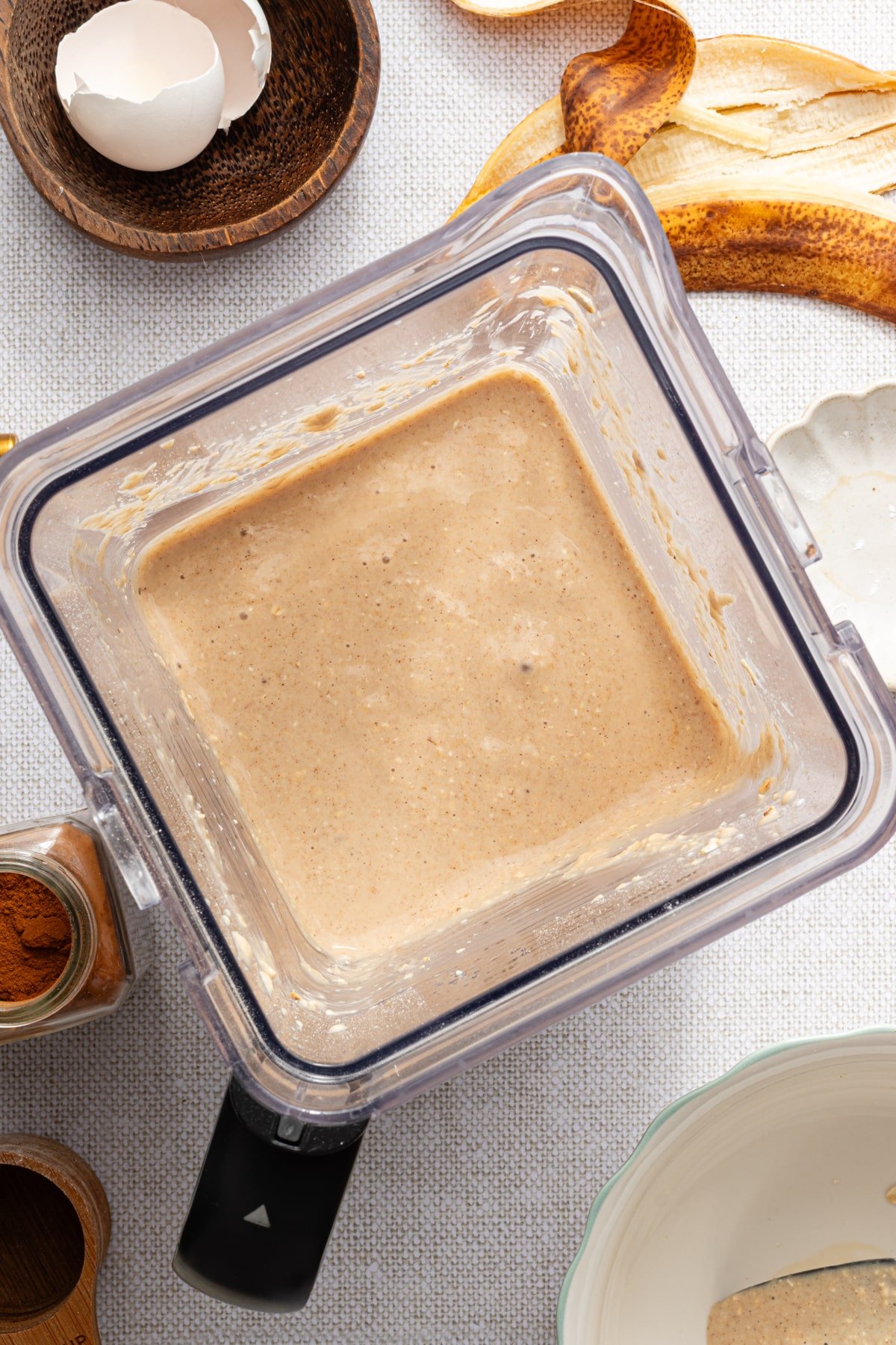 Batter for banana cottage cheese pancakes blended.