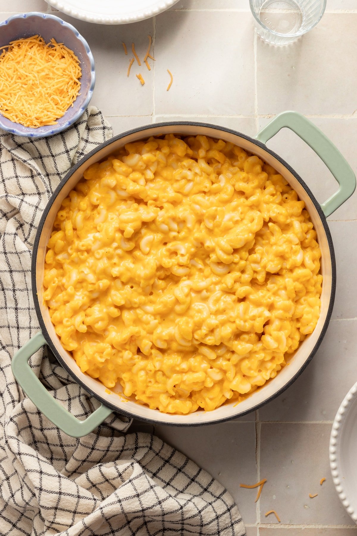 Hidden veggie Mac and cheese in a pot.