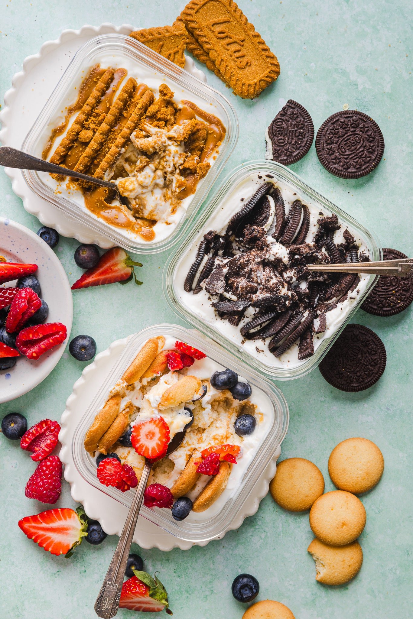 Viral 2 ingredient cheesecakes in glass containers.